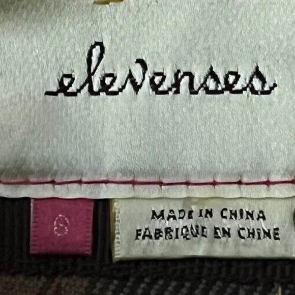 Anthropologie Elevenses Brown Puckered plaid trench coat jacket size 6 - Picture 7 of 9